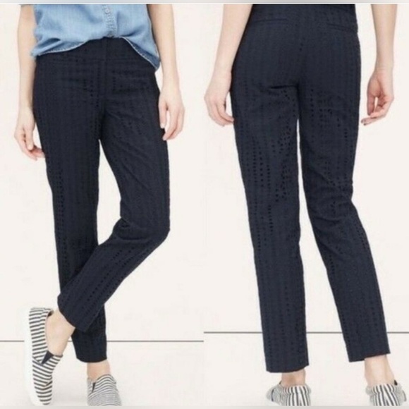 NWT ANN TAYLOR LOFT RIVIERA PANT JULIE CROPPED Sz.8 EYELET THROUGHOUT - Picture 1 of 12